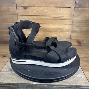 Eileen Fisher Womens Size US 9 Boost Smart Strappy Zip Up Black Sport Sandals